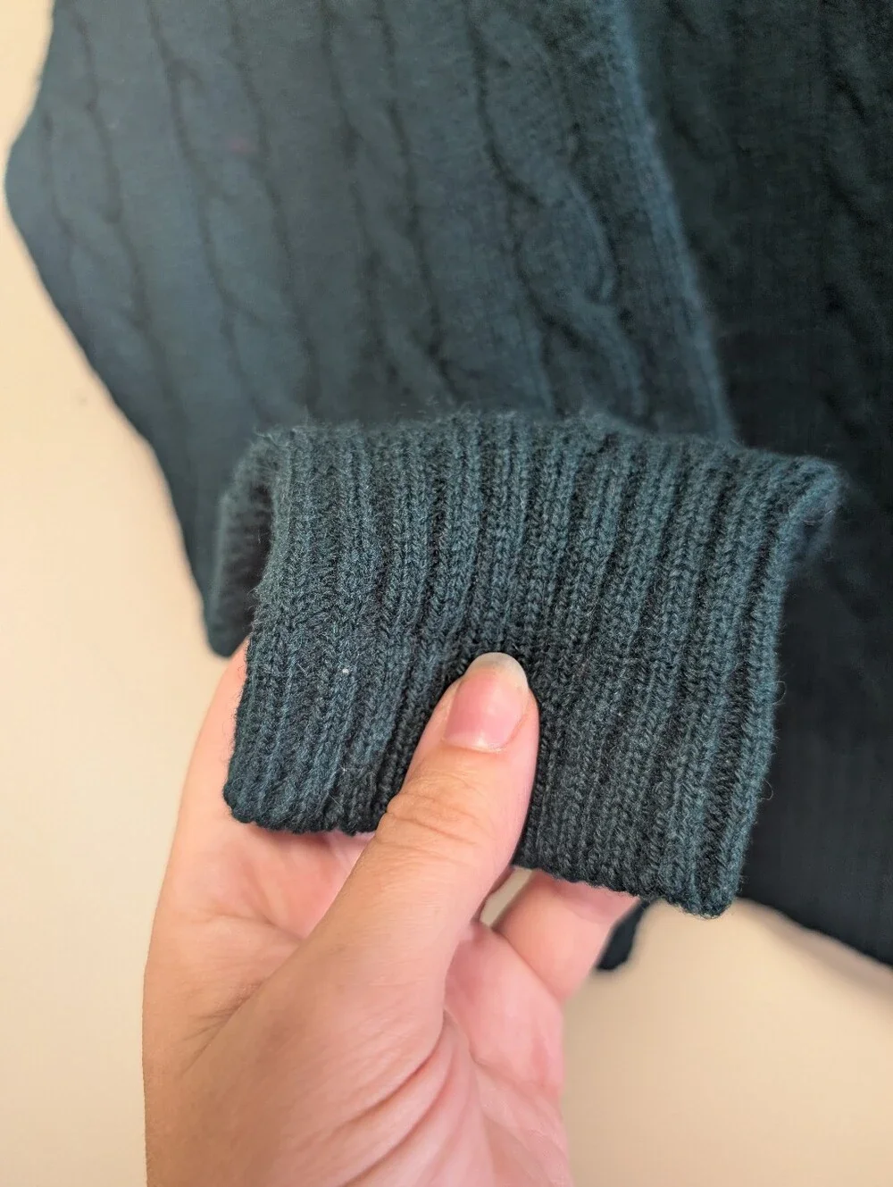 Burberrys Vintage Cable Knit Wool Sweater Deep Green Men's Medium